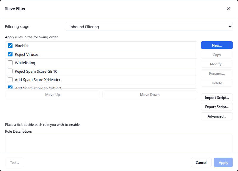Mail routing and Sieve filters in MailSite 11